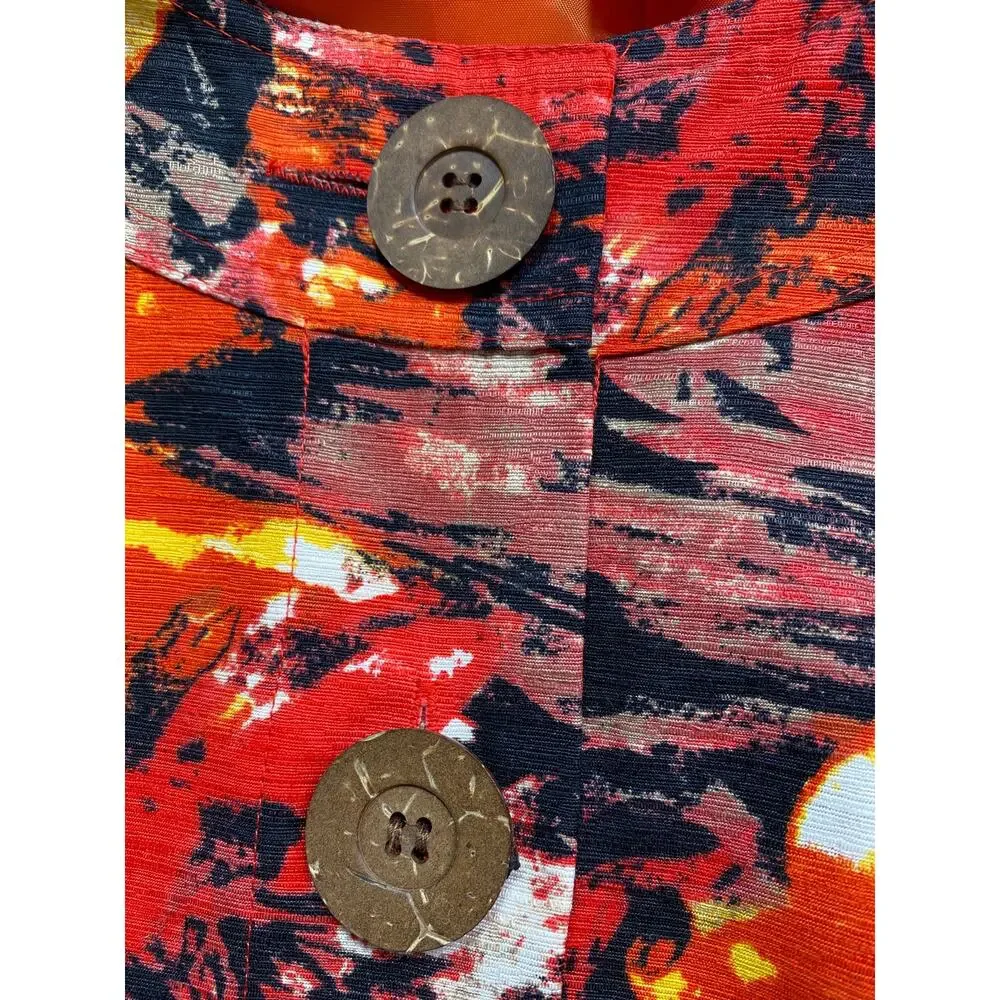 Birch Hill Women's Floral Silk Blend Blazer Size L Pockets Old Money Art to Wear